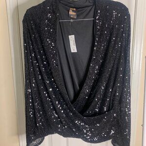 NWT Reitmans Black Sequin Blouse